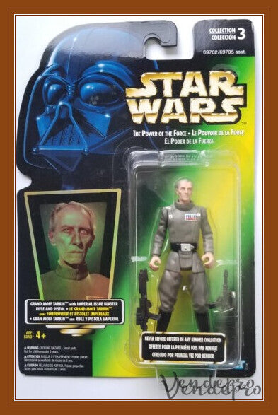 Star Wars Power of the Force – Grand Moff Tarkin (Green Card, Debut Sticker) 3.75" Action Figure (UPC: 076281697024)