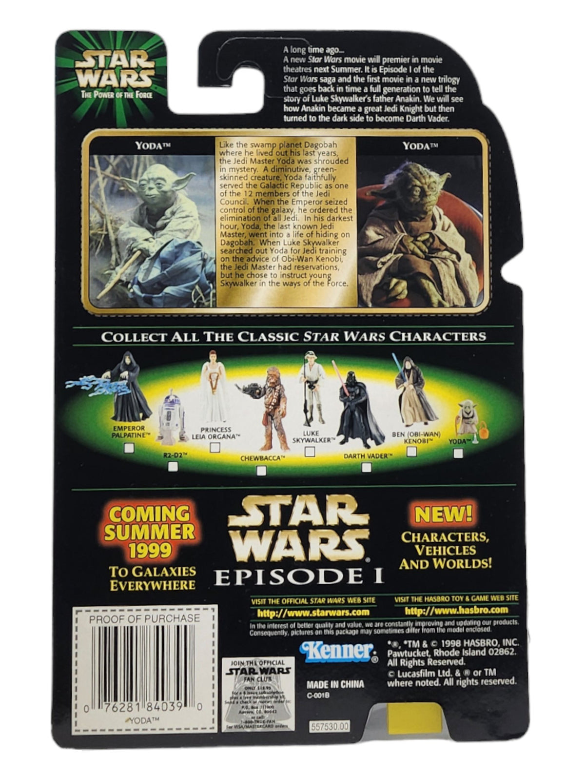 Star Wars – El Poder de la Fuerza (Flashback) Yoda con bastón y olla hirviendo Figura de acción de 3.75" (UPC: 076281840390)