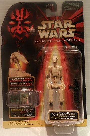 Star Wars Ep1 –Battle Droid (“CLEAN” Variant) 3.75" w/ English CommTech Chip Trilingual Packaging (UPC: 076281840925)