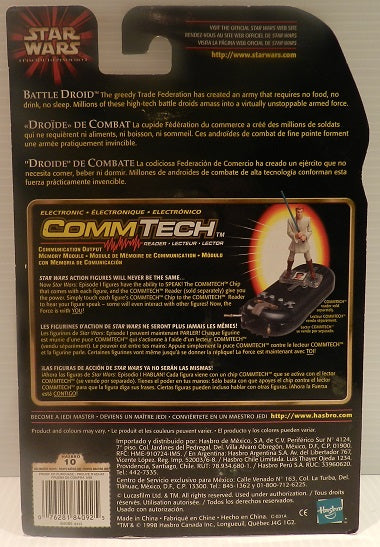Star Wars Ep1 –Battle Droid (“CLEAN” Variant) 3.75" w/ English CommTech Chip Trilingual Packaging (UPC: 076281840925)