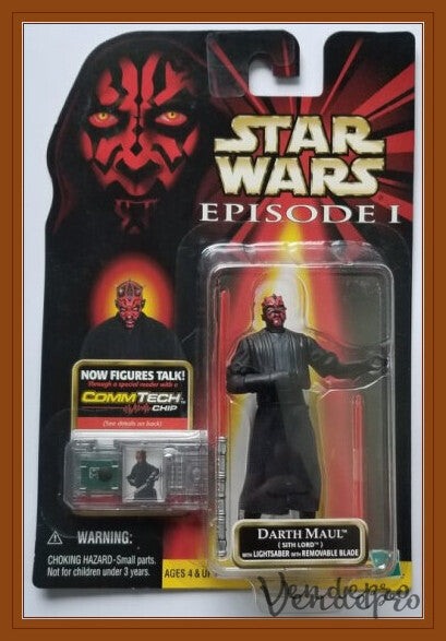 Star Wars Episode I – Darth Maul (Sith Lord) with Lightsaber & CommTech Chip (UPC: 076281842479)