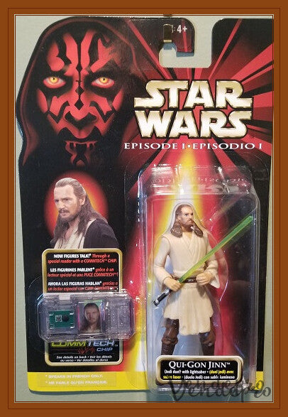 Star Wars Episode I – Qui-Gon Jinn (Naboo) with CommTech Chip (French) (UPC: 076930842126)