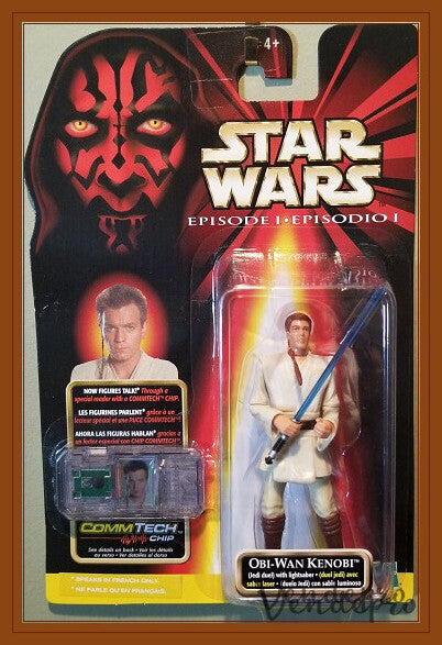 Star Wars Episode I – Obi-Wan Kenobi (Jedi Duel) with Lightsaber & French CommTech Chip (UPC: 076930842133)