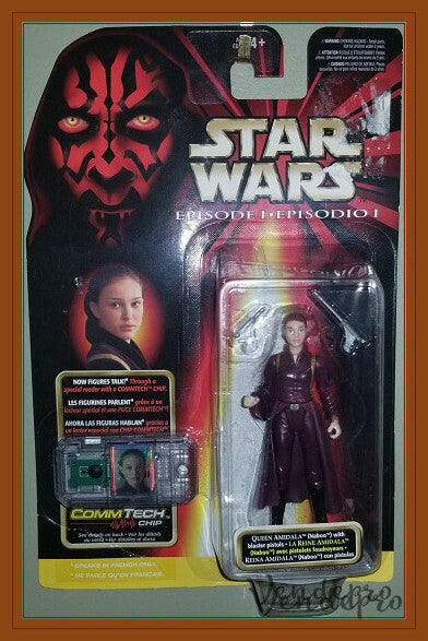 Star Wars Episode I – Queen Amidala (Naboo) with Blaster Pistols & English CommTech Chip (UPC: 076281840789)