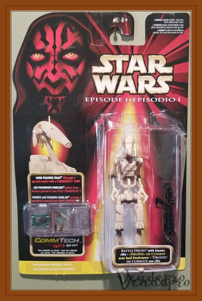 Star Wars Episode I – Battle Droid ("Slashed" Variant, French CommTech Chip) (UPC: 076930842218)