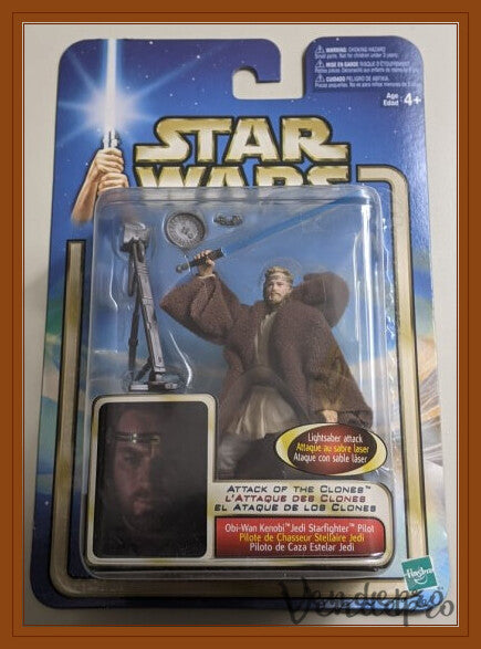 Star Wars AOTC – Obi-Wan Kenobi (piloto de caza estelar Jedi) con sable de luz (UPC: 076930848609)