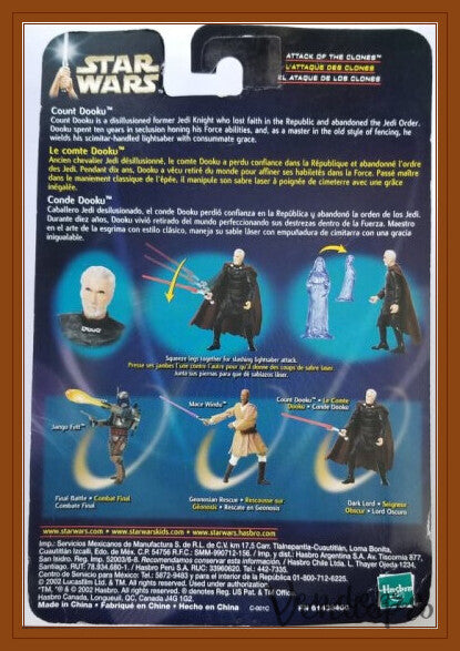Star Wars AOTC – Conde Dooku (Lord Oscuro) con Sables de Luz y Holograma (UPC: 076930848890)