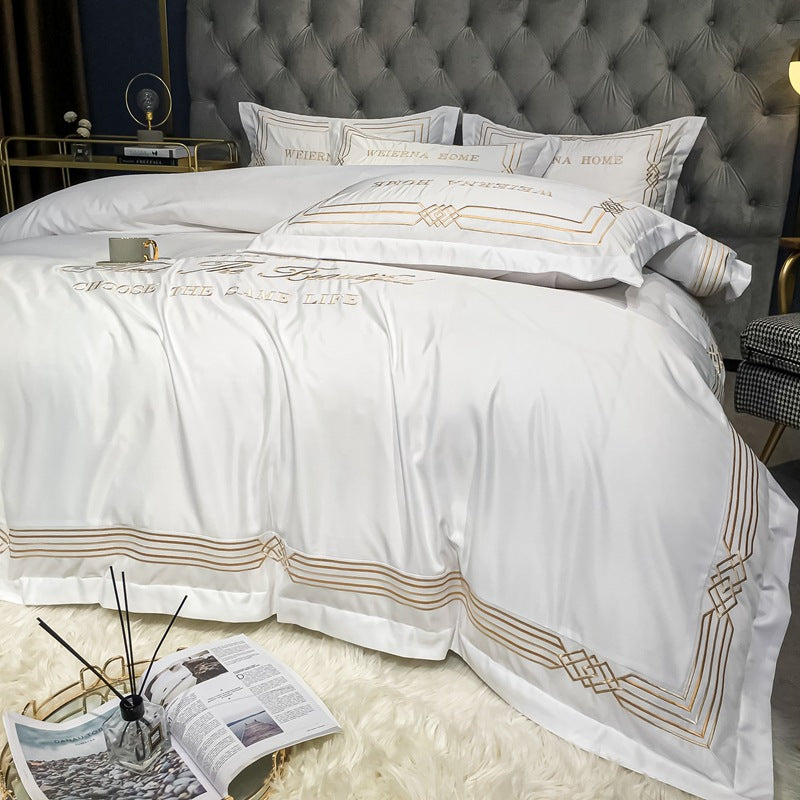 Tencel Embroidered Washed Cotton Bedding Set-16