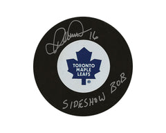 Palet de hockey Darcy Tucker, autographié par lui-même, des Maple Leafs de Toronto, modèle autographe, avec l'inscription « Sideshow Bob »-1