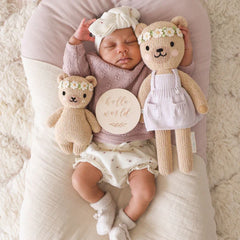 Baby honey bear (ivory floral) | Cuddle + Kind-4