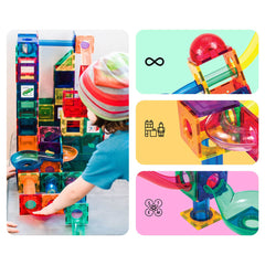 PicassoTiles - PicassoTiles Magnetic Marble Run Set: 70-Piece Set - Ages 3+-2