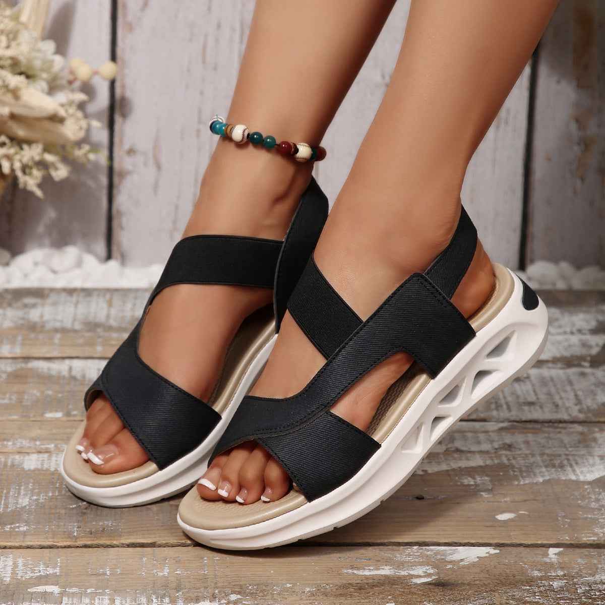 Women's Cloth Platform Beach Sandals-4