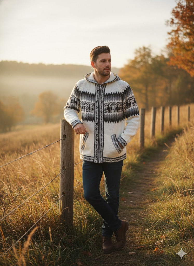 Unisex Alpaca white Sweater-1