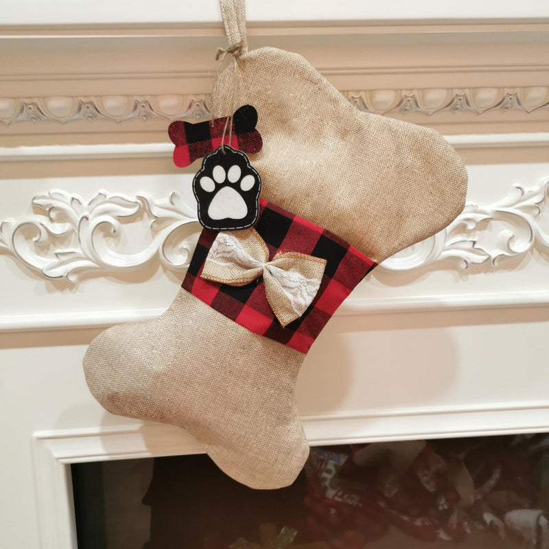 Christmas Pet Socks Gift Bag, Polyester Holiday Stockings-8