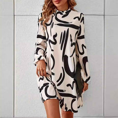 Women’s Elegant Long-Sleeve Round-Neck Dress – Classic Casual Midi Dress for Everyday Wear-2