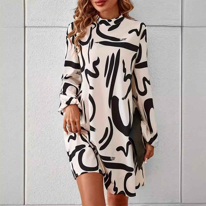Women’s Elegant Long-Sleeve Round-Neck Dress – Classic Casual Midi Dress for Everyday Wear-2