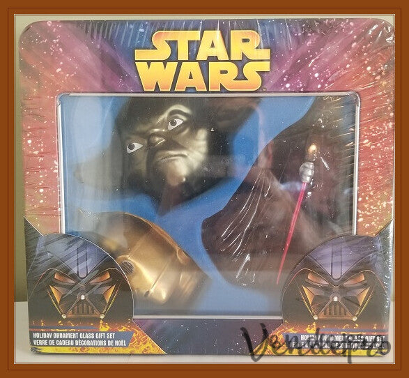 Star Wars Holiday Ornament Glass Gift Set – Yoda, Darth Vader, C-3PO (UPC: 086131617768)-1