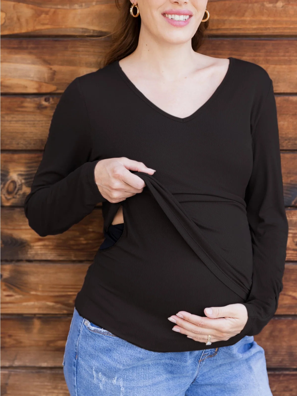 Ribbed Maternity & Nursing Long Sleeve T-Shirt | Kindred Bravely-2