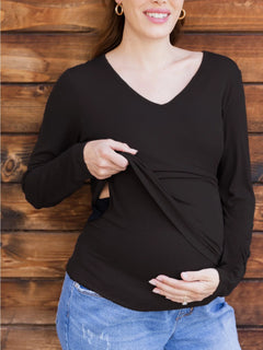 Ribbed Maternity & Nursing Long Sleeve T-Shirt | Kindred Bravely-2