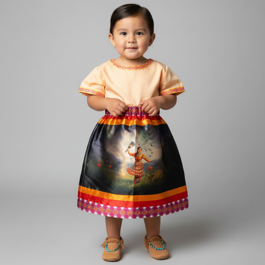 Satin Infants Dancing of Wind Ribbon Skirt-2