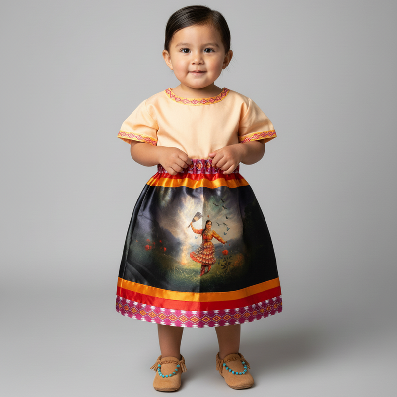 Satin Infants Dancing of Wind Ribbon Skirt-2