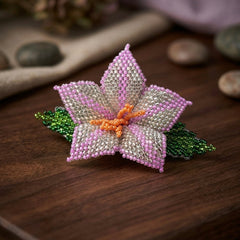 Pink Ember Bloom Beaded Hair Barrette-2