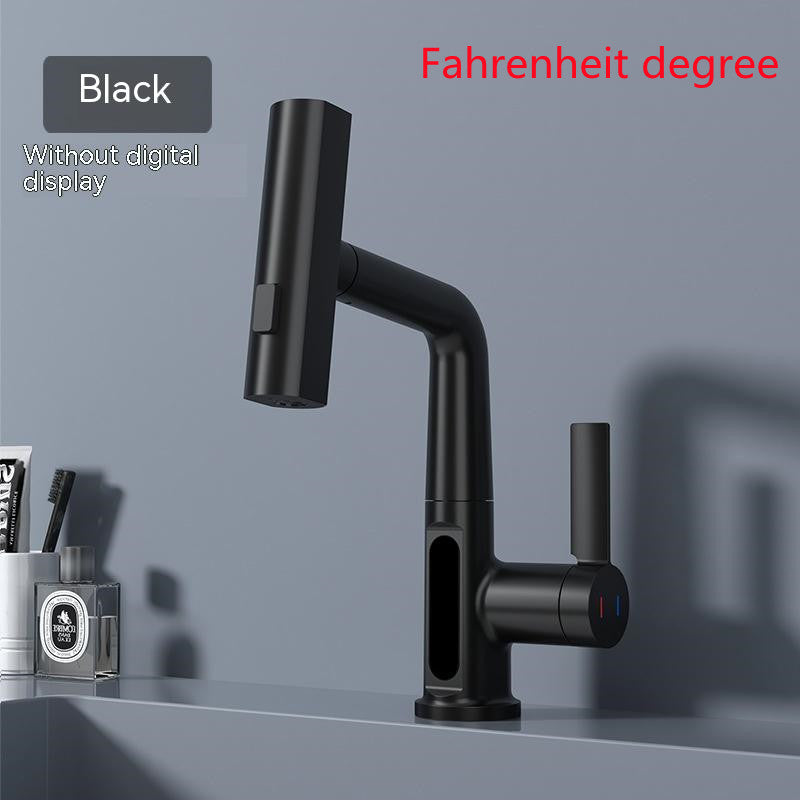 Intelligent Digital Display Faucet Pull-out Basin Faucet Temperature Digital Display Rotation-4