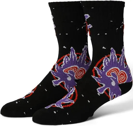 HUF 'Green Buddy Hypnosis' Socks - Black-1