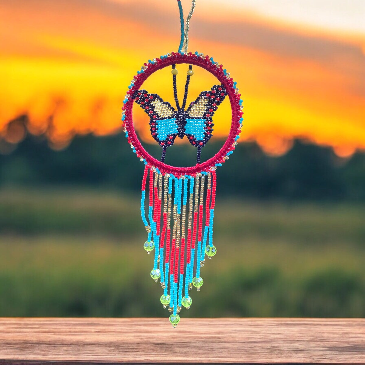 Red and Golden Butterfly Dream Catcher-2