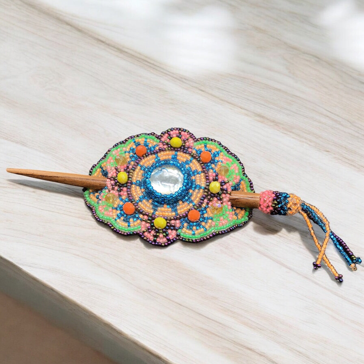 Multicolor Barrette Blue W/ light orange (26)