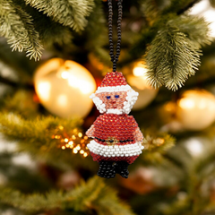 Santa Claus Beaded Christmas Ornament-1