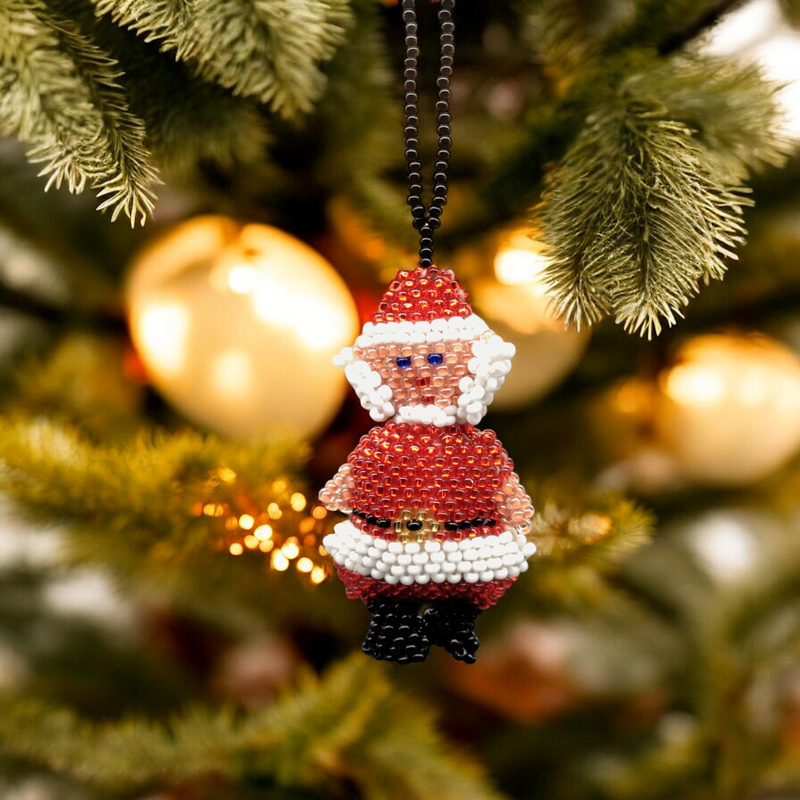 Santa Claus Beaded Christmas Ornament-1