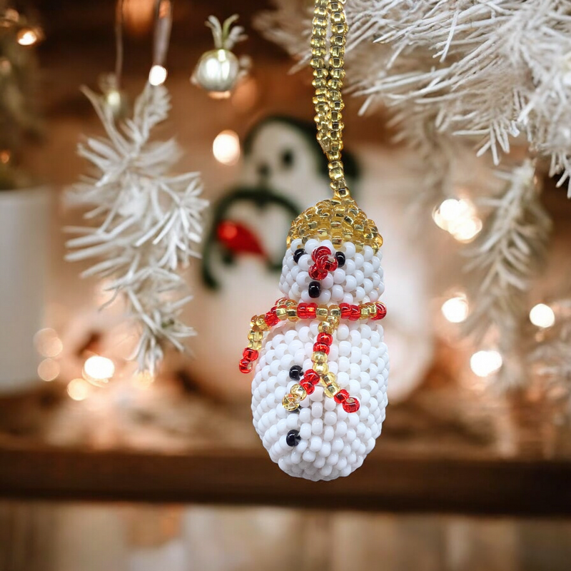 Snowman Beaded Christmas Ornament-2