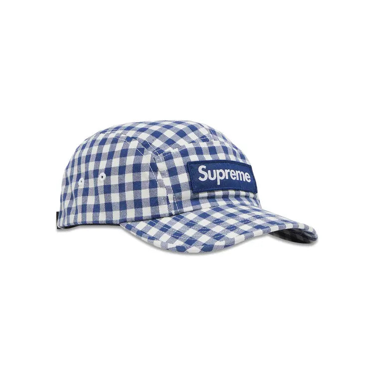 Supreme 'Gingham' Camp Cap - Navy-1