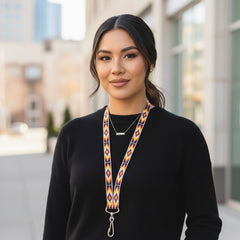 Purple black black Native Beaded Lanyard-1