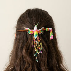 White Hummingbird Beaded Hair Stick-5