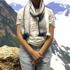 Bluish Grey Multicolor Alpaca Shawl-1