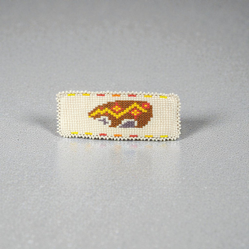 Rectangular Beaded Barrette - Bear-2