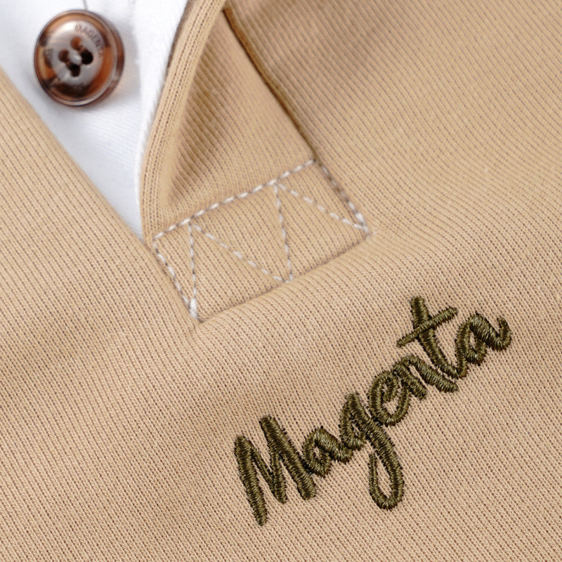 Magenta 'Smash Pouch Polo' L/S - Beige-2