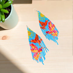 Light Blue Sky Dancer Beaded Earrings-2