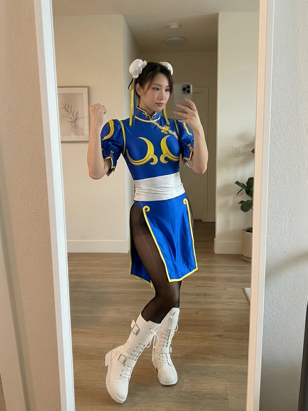 【DISCONTINUED】Chun-Li Inspired Cosplay Bodysuit Set with Detachable Skirt & Accessories-9