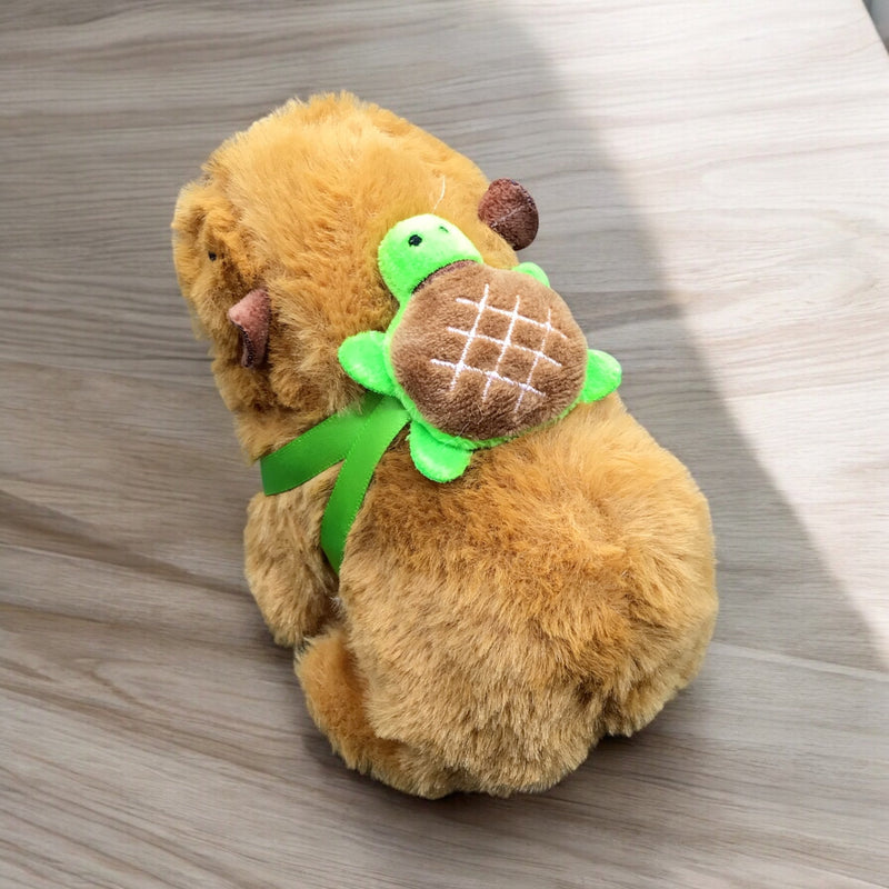 Interactive Electric Capybara Plush Toy with Turtle Backpack-3