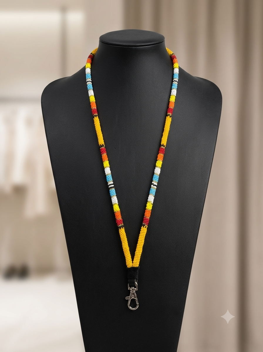 Round Beaded Lanyard(Yellow)-2