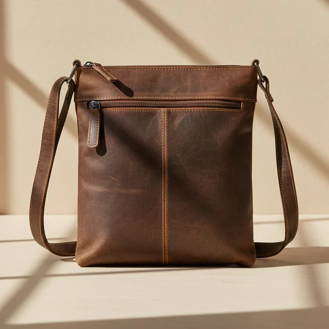 Greenwood Leather Cross Body Bag. Premium Full-Grain Leather Handbag with Multiple Pockets-2