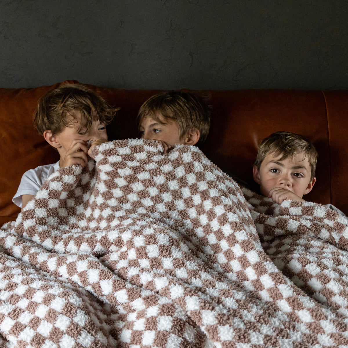 Chocolate Milk & White Check Print Extended Throw-1