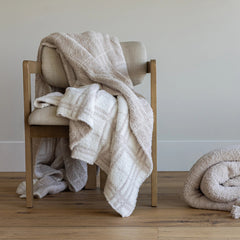 Blushing Beige & White Plaid Print Extended Throw-7