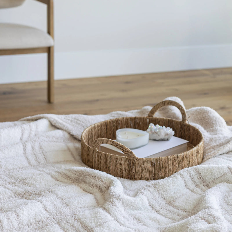 Blushing Beige & White Plaid Print Extended Throw-9