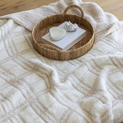 Blushing Beige & White Plaid Print Extended Throw-1