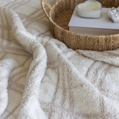 Blushing Beige & White Plaid Print Extended Throw-2