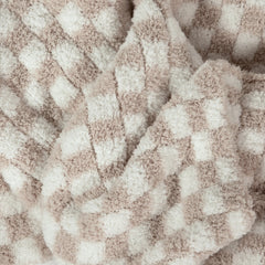 Blushing Beige & White Check Print Extended Throw-7